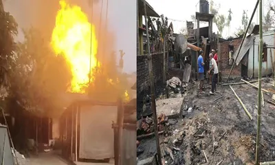 assam  six houses gutted in major fire in north lakhimpur