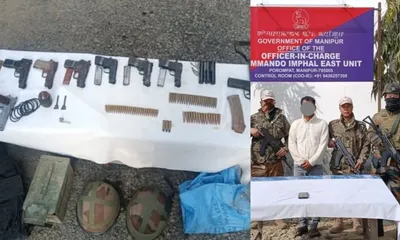 manipur  pla cadre arrested  large cache of arms  explosives seized in imphal west