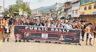 manipur  naga groups stage protest in senapati  demand sit probe into kailenjang killings