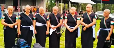 manipur  7 meitei women shave heads on ethnic violence anniversary