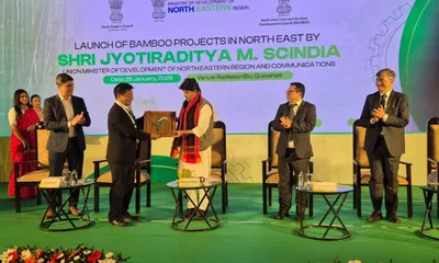 assam  doner minister jyotiraditya scindia launches rs 82 5 crore bamboo projects in guwahati