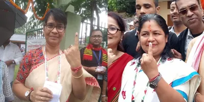 assam  congress  amp  bjp candidates for guwahati lok sabha seat cast vote