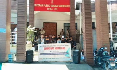 mizoram students protest outside mpsc office  demand recruitment and administrative reforms