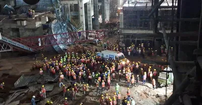 assam  six workers injured due to tower crane collapse at dalmia cement plant in umrongso