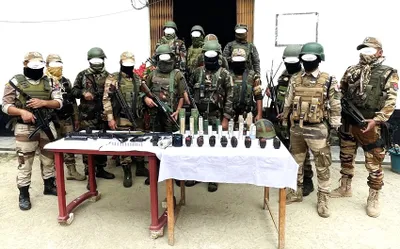 manipur  security forces seize arms and ammunition in thoubal and kakching
