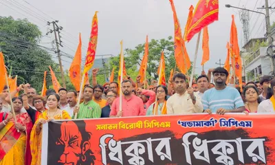 tripura  cpi m leader s remarks on hanuman spark widespread protests in agartala
