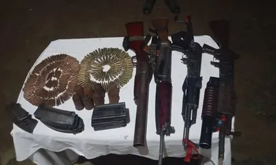 manipur  large cache of weapons seized in thoubal and churachandpur
