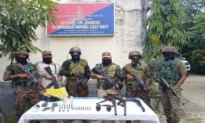 manipur  warlike store of weapons recovered after busting insurgent camp