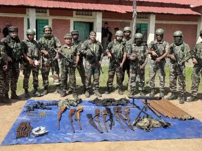 manipur  huge weapons cache seized in kangpokpi  kakching