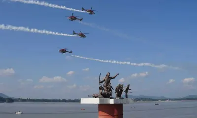 indian air force day  over 75 aircraft soar over brahmaputra in assam