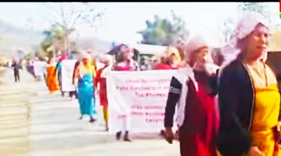 manipur  sand miners stage protest against miscreants and extortionists