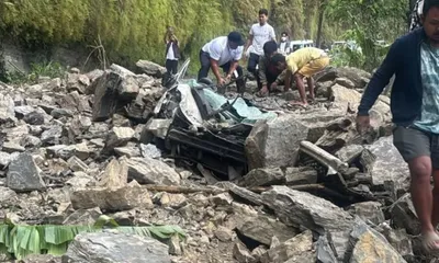 heavy rockfall kills three family members in mizoram road mishap