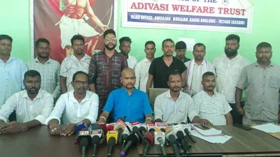 assam adivasi students  body protests land leases in karbi anglong