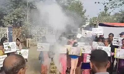 assam  residents of silsako stage protest amidst bhogali bihu celebrations