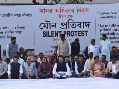 assam  silent protest in guwahati demanding peace in manipur