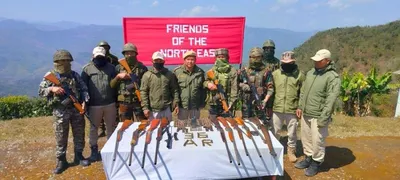 manipur  huge cache of arms seized in churachandpur