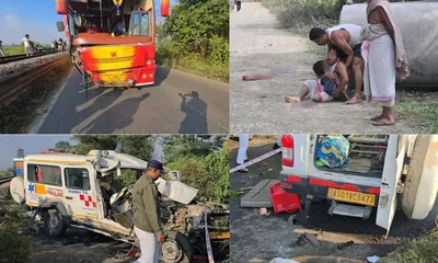 assam  three killed in horrific ambulance bus collision on makum tinsukia highway