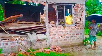 assam  manas elephants go on rampage  destroy houses