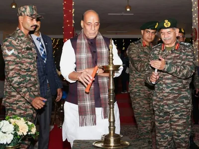 assam  defence minister celebrates diwali with troops in tezpur