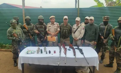 manipur  security forces seize weapons cache in forest