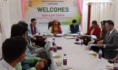 manipur  union minister ajay tamta visits pherzawl to review development projects  schemes