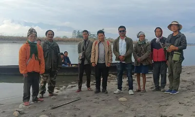 arunachal  wrd  mebo mla survey siang river to check flood rrosion in east siang