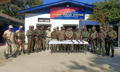 manipur  weapons recovered from abandoned militant camp in jiribam