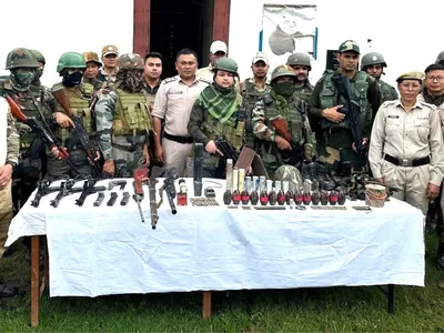 manipur  huge cache of weapons recovered in thoubal  kakching