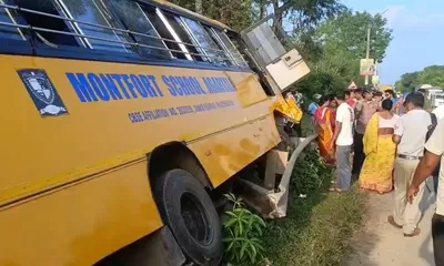 tripura  school bus accident in amtali kills one  injures several students