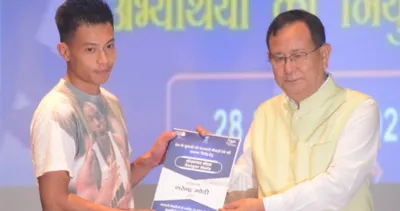 nagaland  union minister distributes appointment letters at rozgar mela in chumoukedima